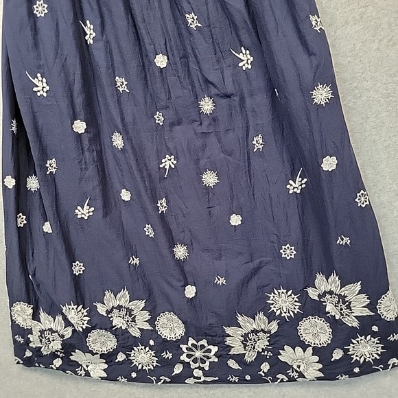 GRETCHEN SCOTT Big Love Dress Blue Embroider Midi Maxi Off The Shoulder Cotton M - Picture 8 of 15